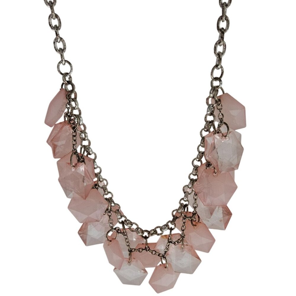 Boho Chic Statement Pink Acrylic Geometric Bib Necklace Fashion Jewelry Women